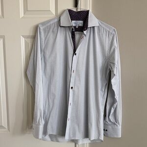 White Micro-Check Long-Sleeve Dress Shirt